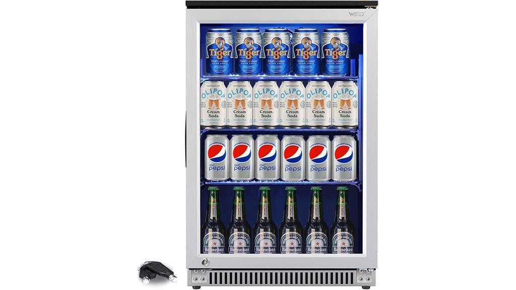 20 inch beverage cooler with lock