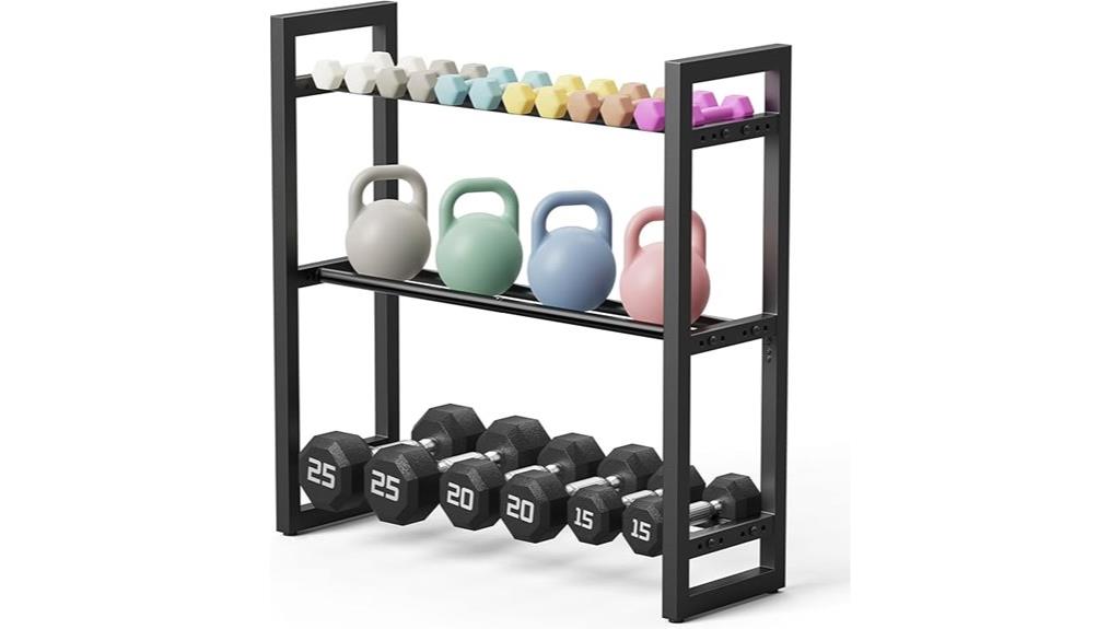 adjustable 3 tier dumbbell rack