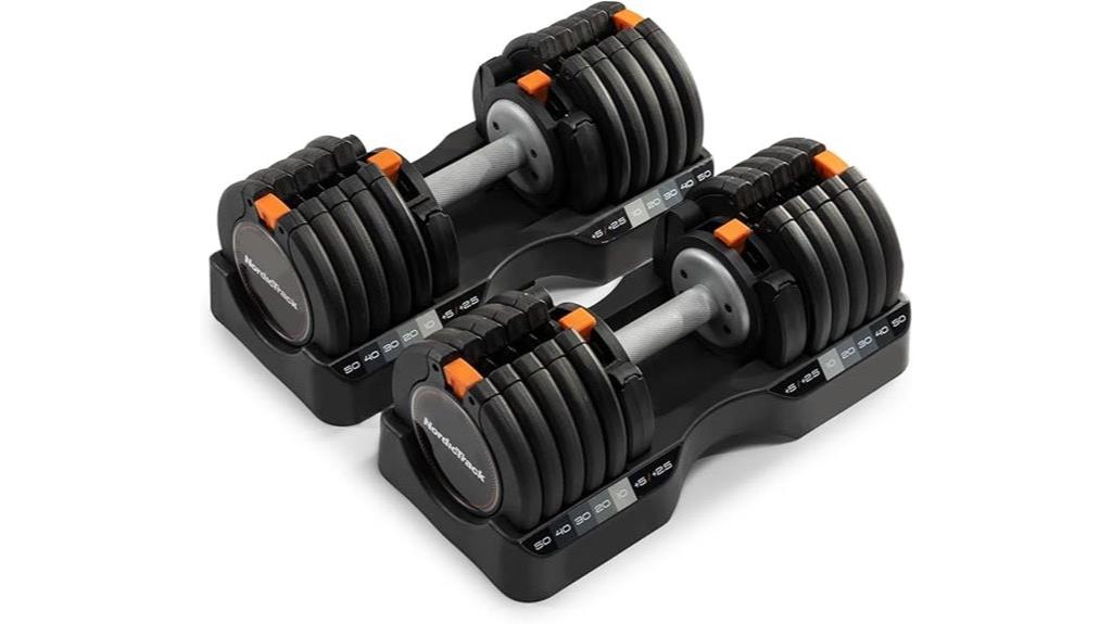 adjustable dumbbells with select a weight