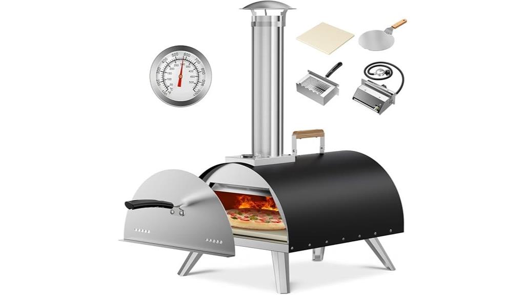 black outdoor multi fuel pizza oven