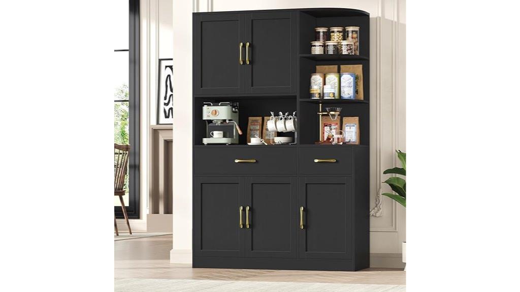 black pantry with shelves