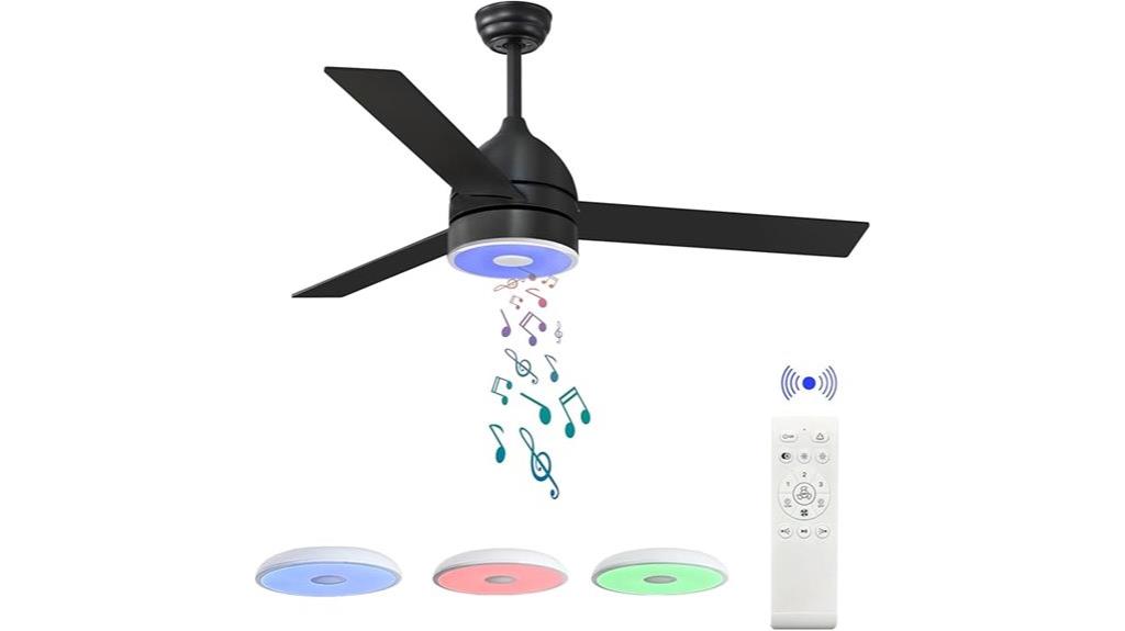 black rgb led ceiling fan