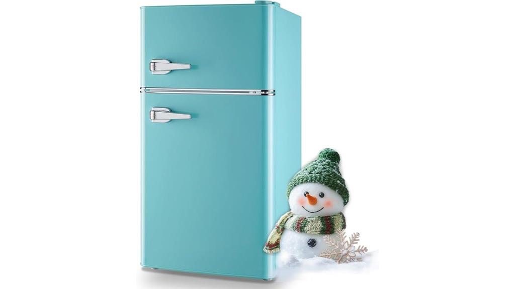 blue compact freezer refrigerator