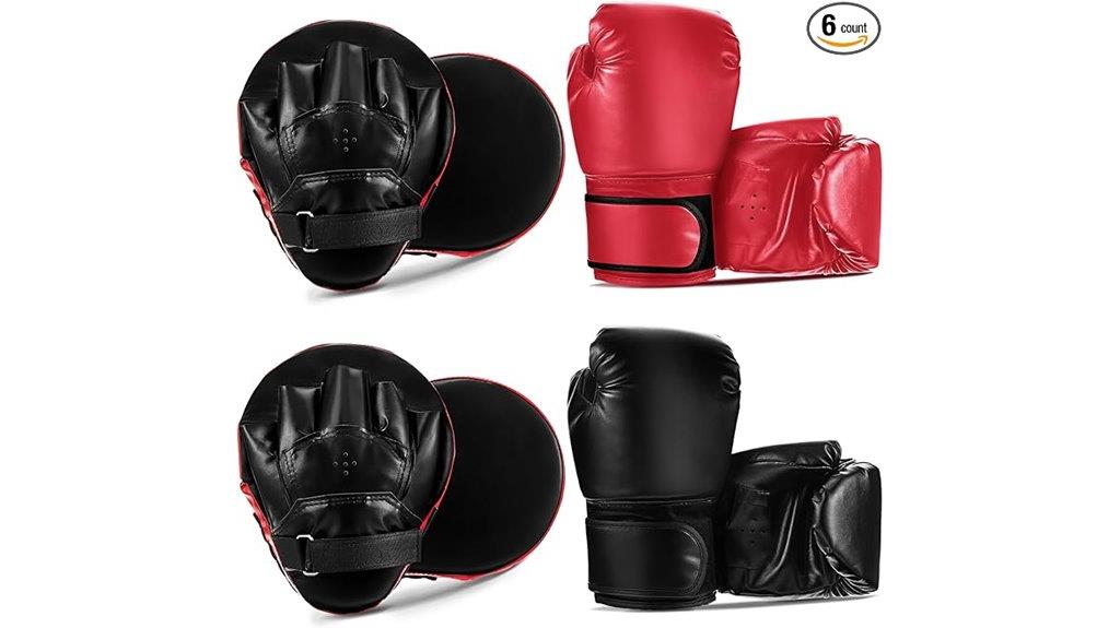 boxing gloves and pads