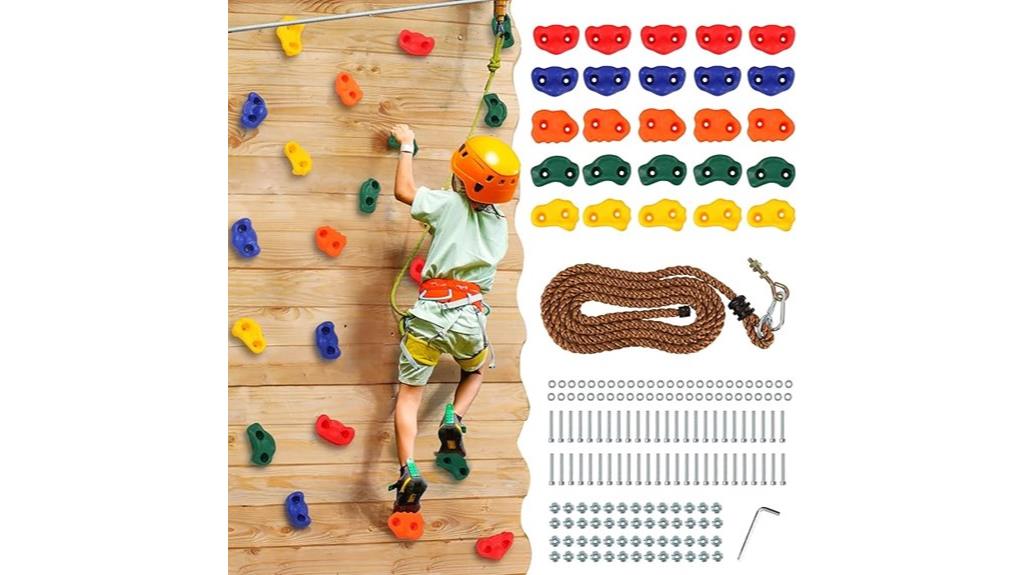 colorful rock climbing holds set