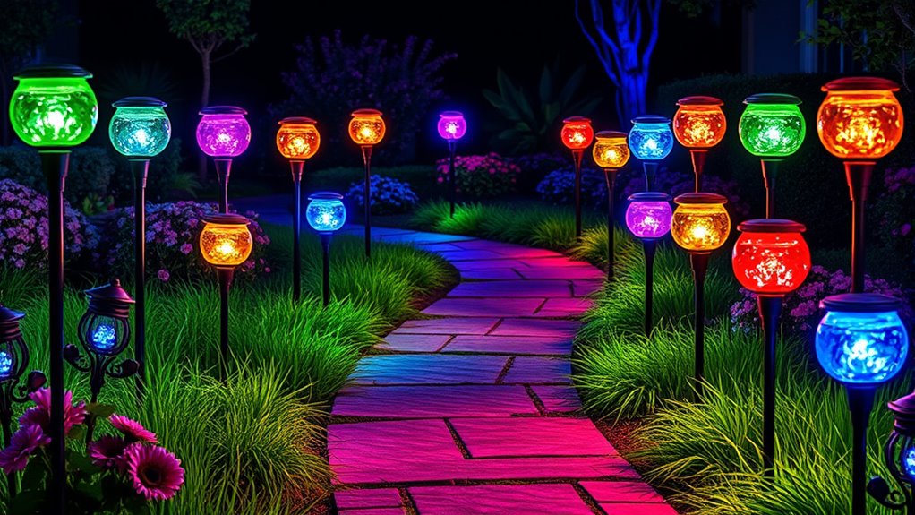 colorful solar garden lighting