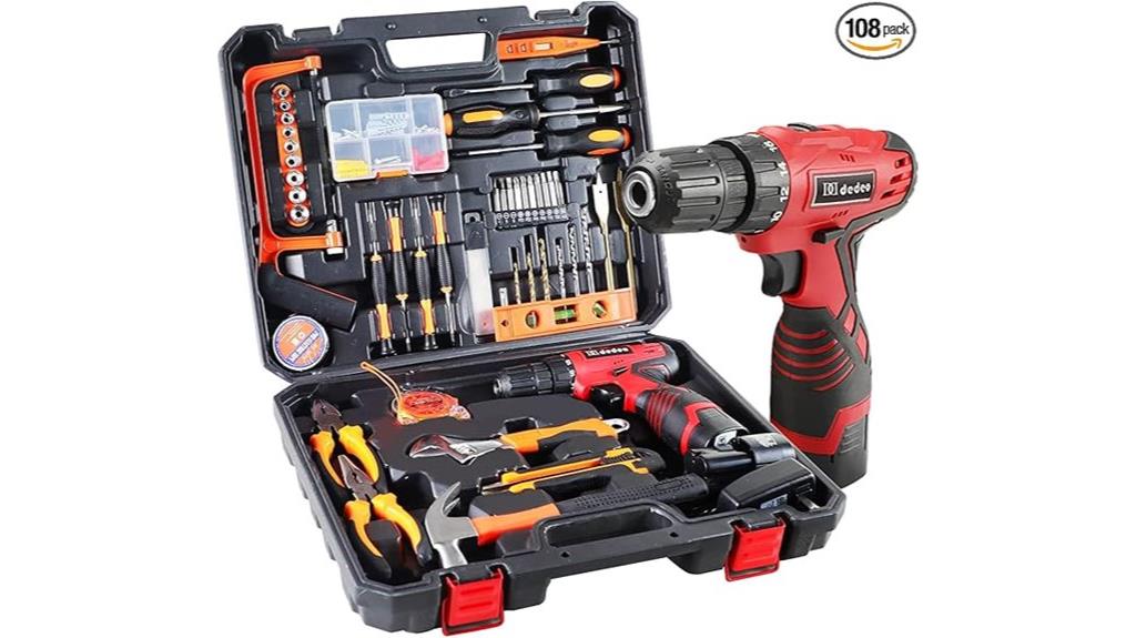 comprehensive 108 piece power tool kit