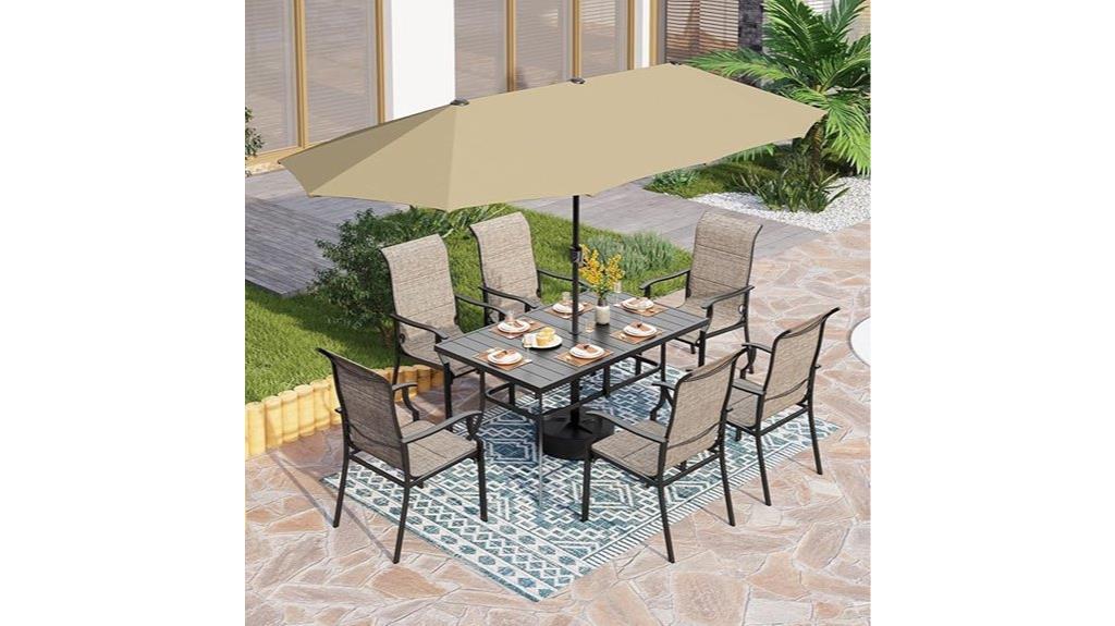 eight piece beige patio set