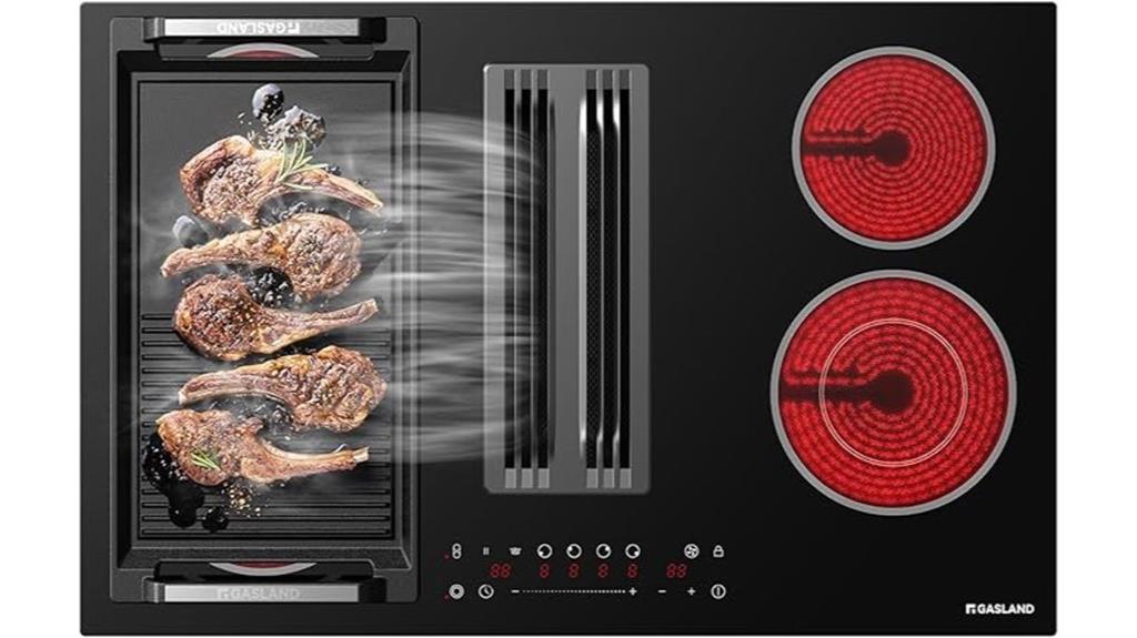 electric cooktop with downdraft