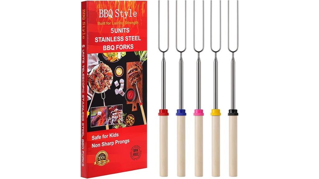 five marshmallow roasting sticks