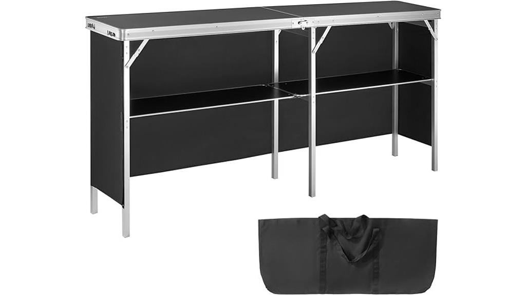 foldable bar table with shelf