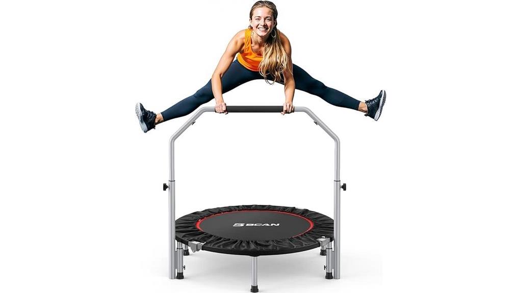 foldable mini trampoline with adjustable handle