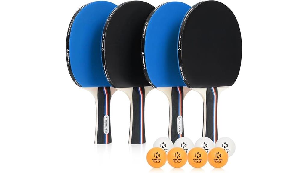 four paddles with balls