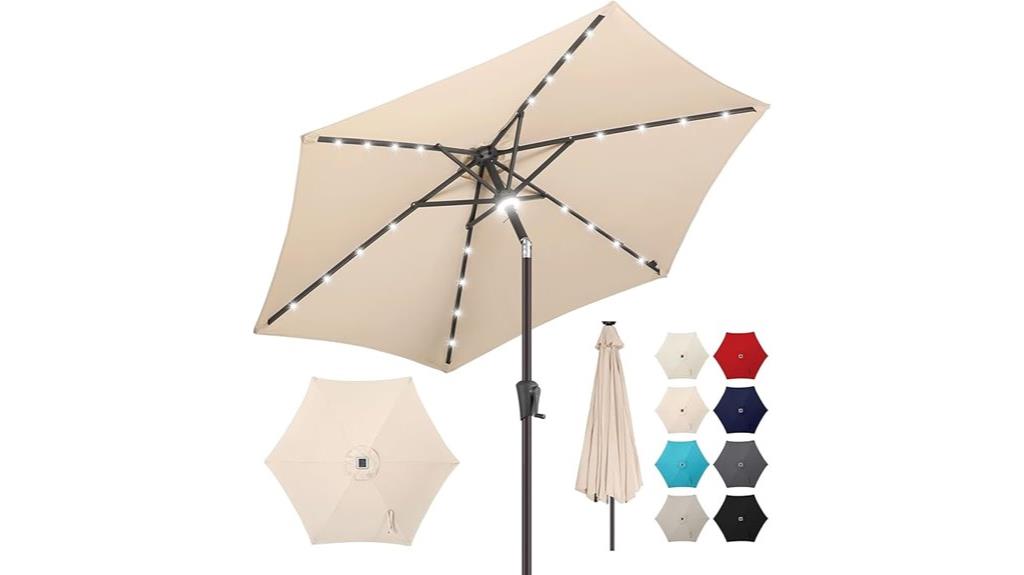large led solar umbrella
