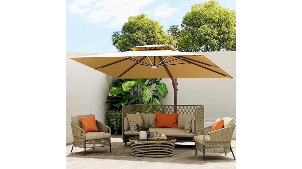 large outdoor umbrella with lighting