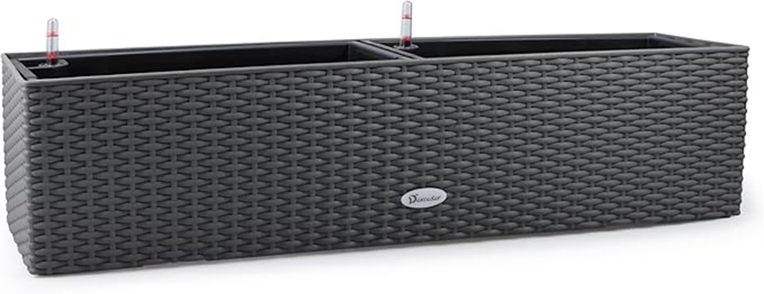 large rattan self watering planter