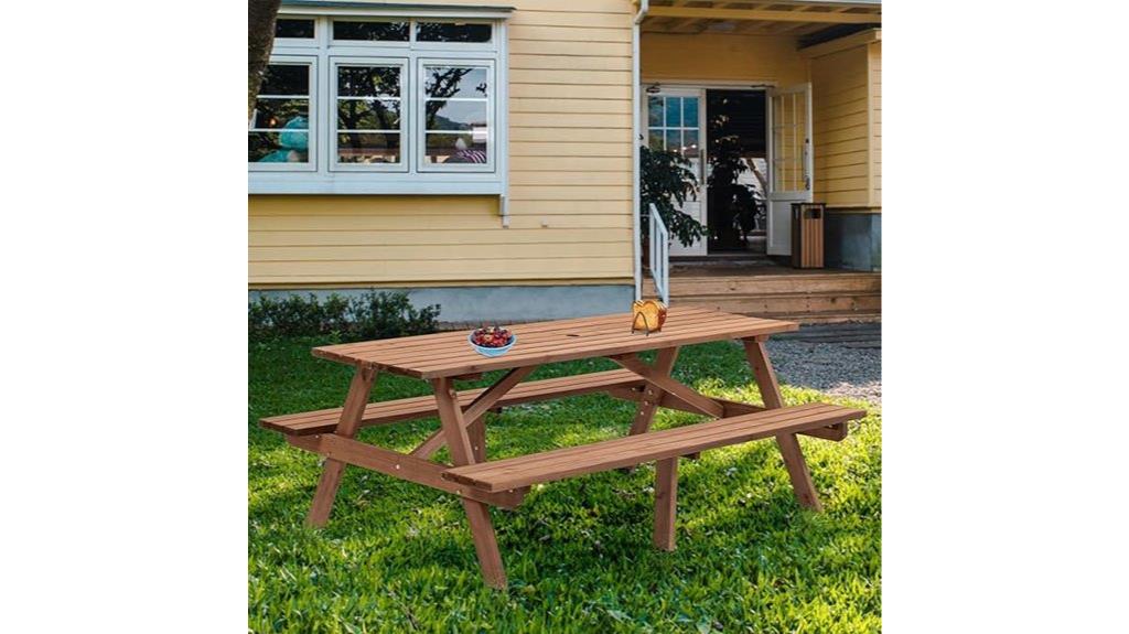 large wooden picnic table