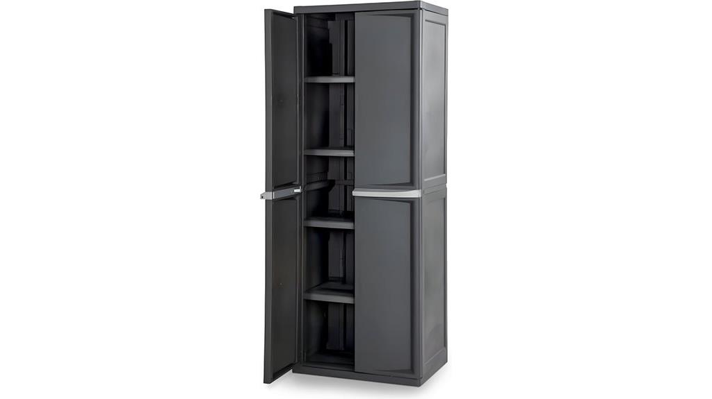 lockable four shelf storage cabinet