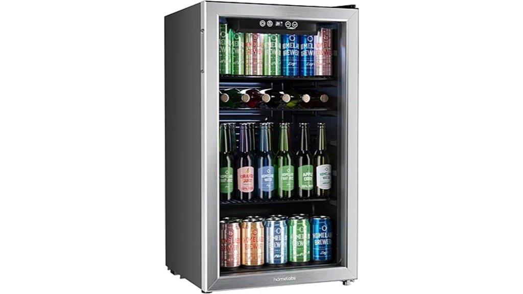 mini beverage refrigerator with glass