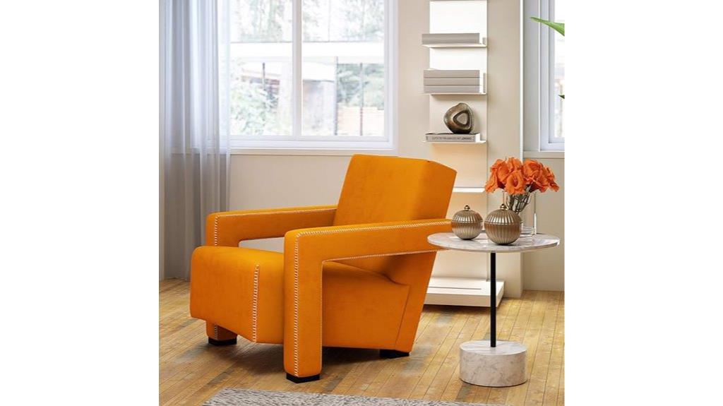 modern orange velvet chair