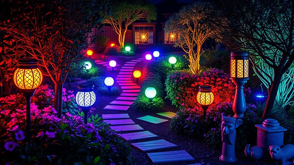 multicolor solar garden lights