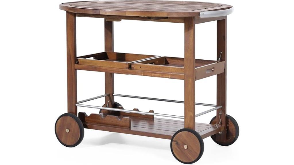 outdoor acacia wood bar cart