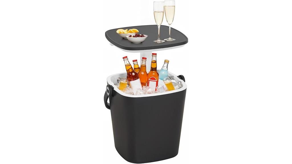 outdoor bar table with cooler