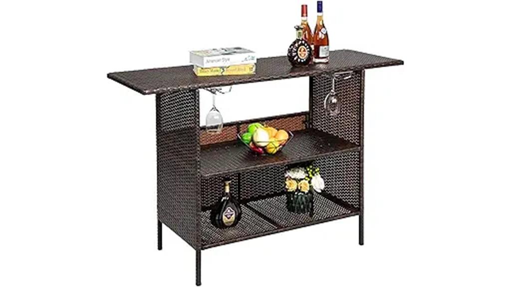outdoor bar with shelves