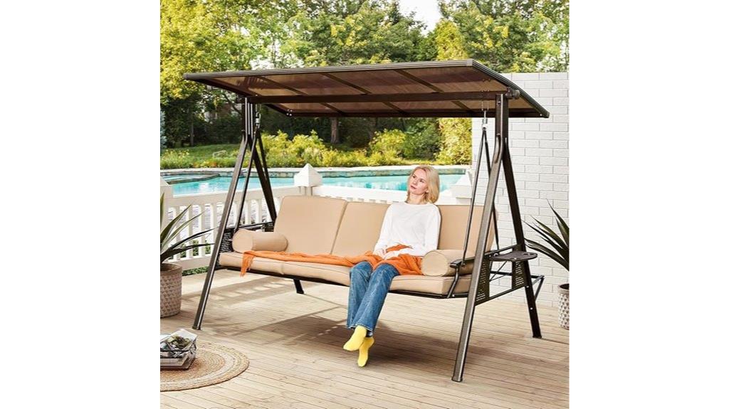 outdoor porch swing with hardtop
