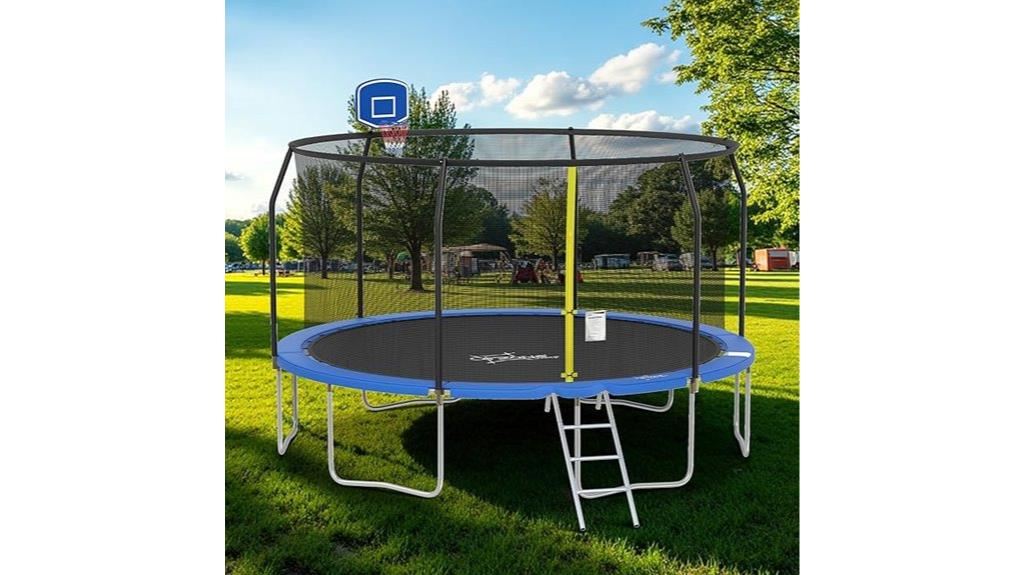 outdoor trampoline with basketball