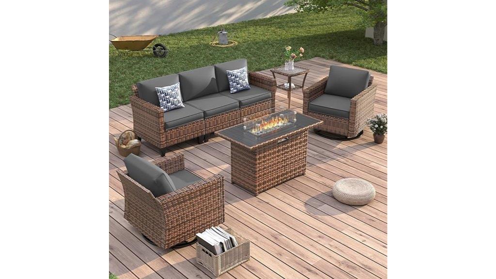 outdoor wicker fire pit set