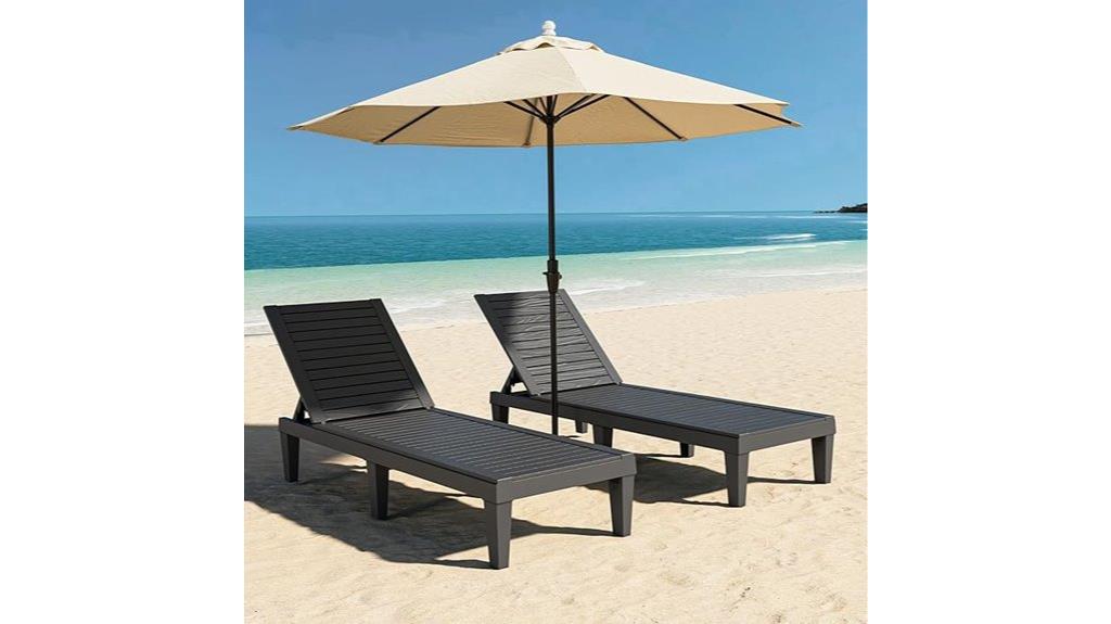 pair of outdoor loungers