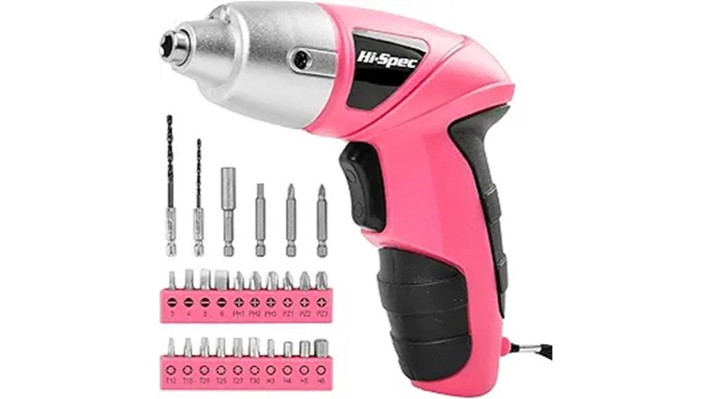pink 27 piece rechargeable screwdriver