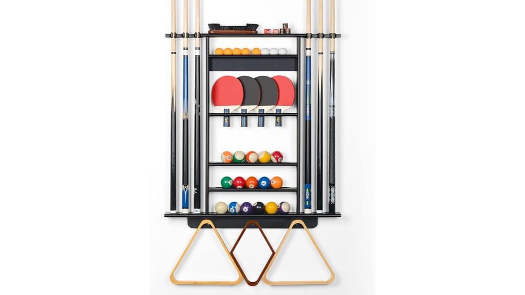 pool cue and paddle rack