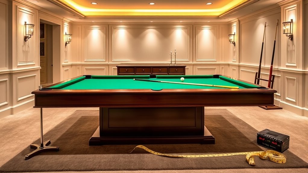 pool table size selection