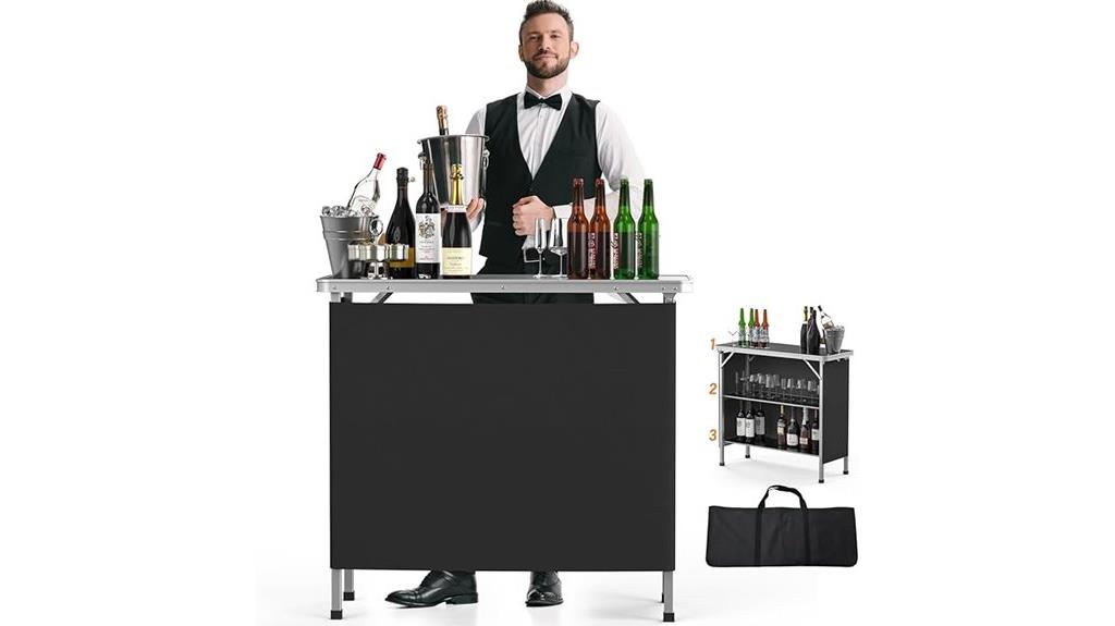 portable bar table with shelves