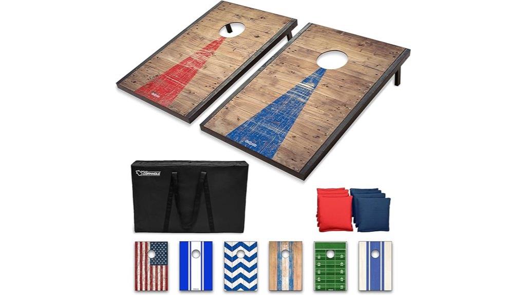 portable cornhole game set