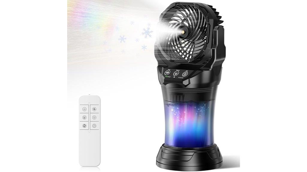 portable misting fan with remote