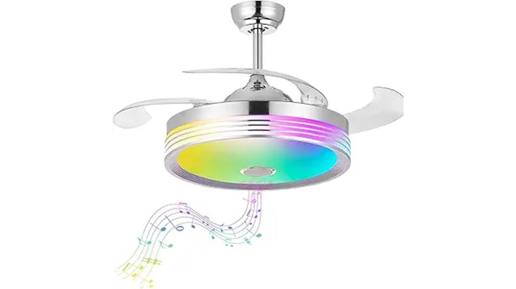 retractable fan with lights