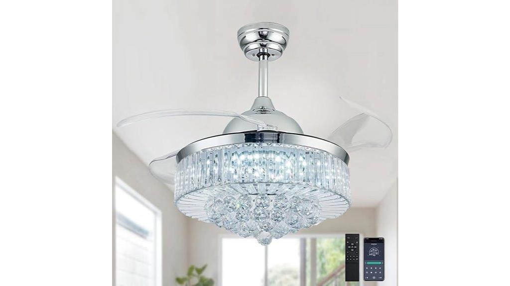 retractable led crystal fan