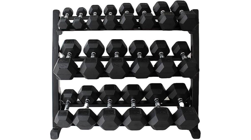 rubber coated hex dumbbells