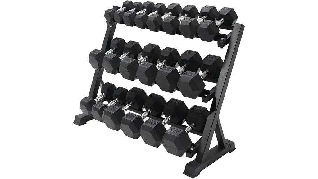 rubber hex dumbbells set