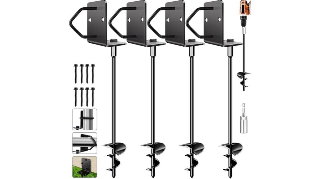 set of four screw in ground anchors