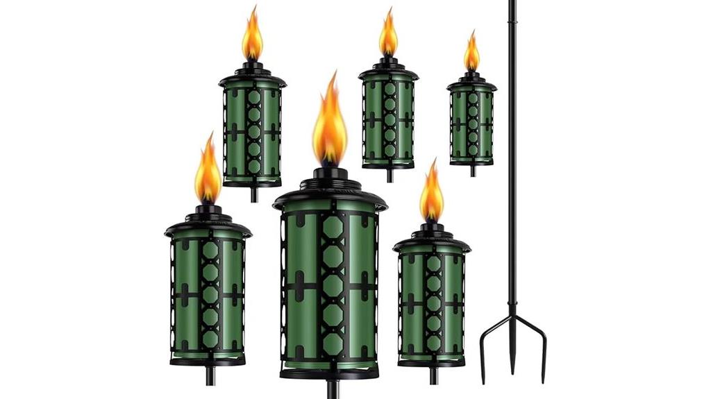 six pack metal garden torches