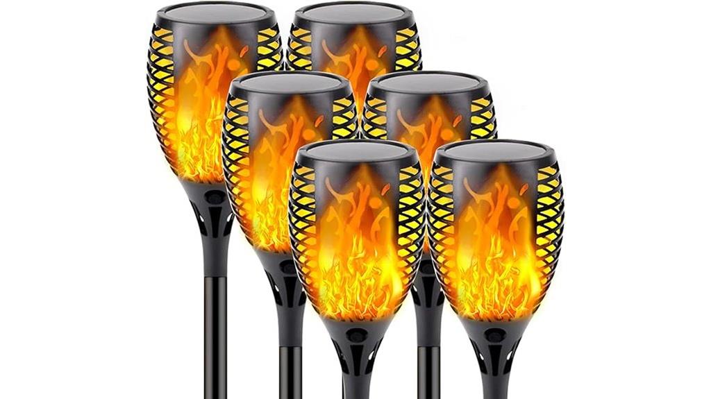 six solar garden torch lights