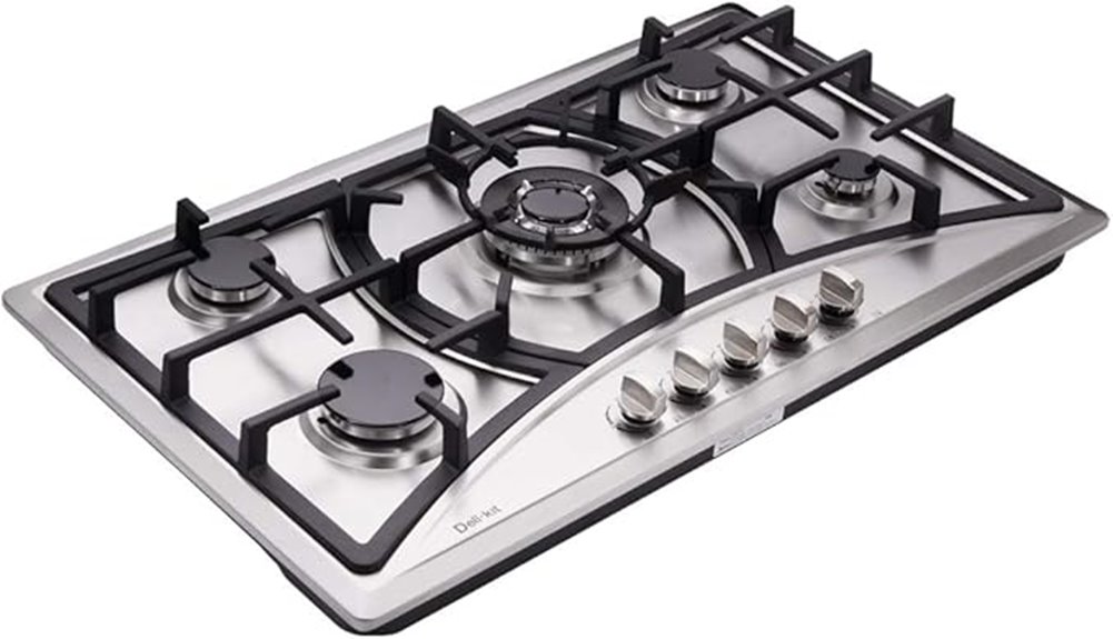 stainless steel 5 burner gas