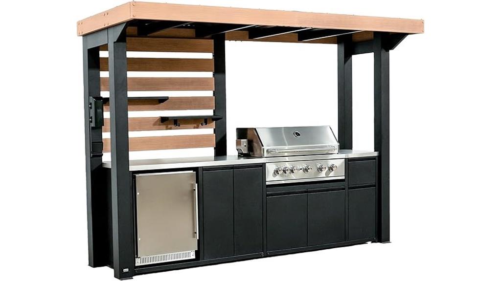 steel outdoor kitchen setup