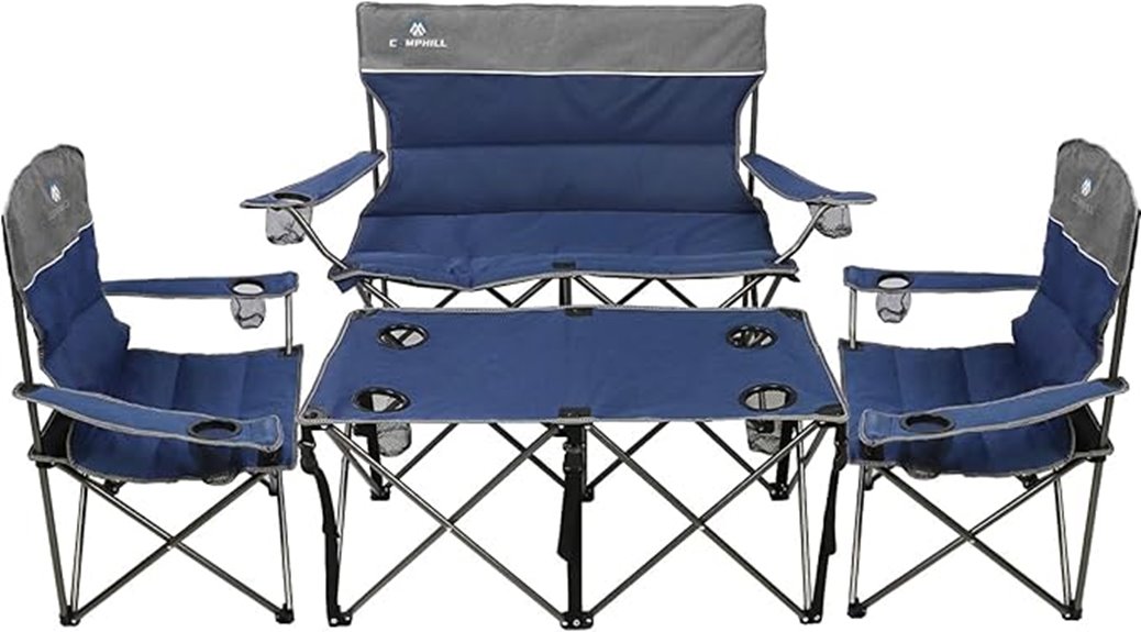 three folding camping chairs