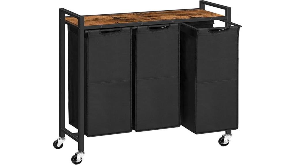 three section laundry sorter
