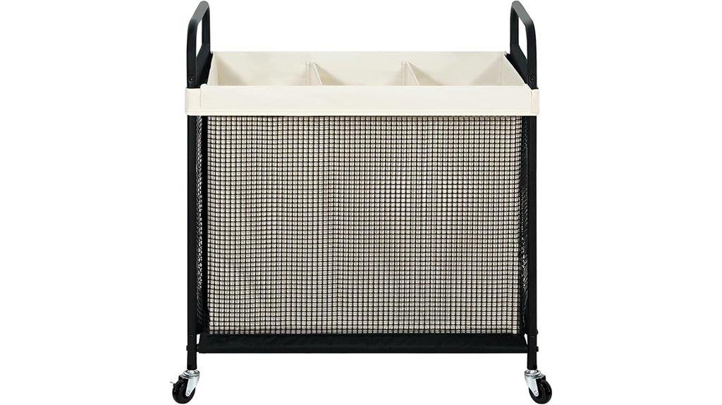 three section removable laundry hamper